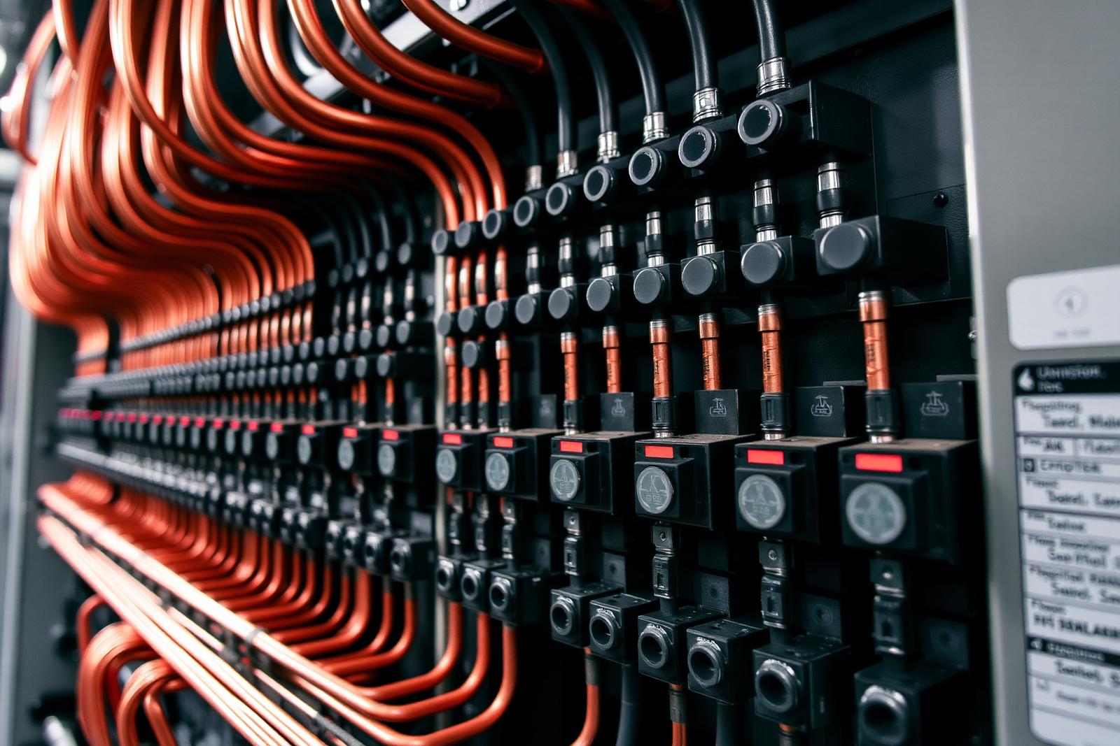 Industrial switchboard with copper busbars